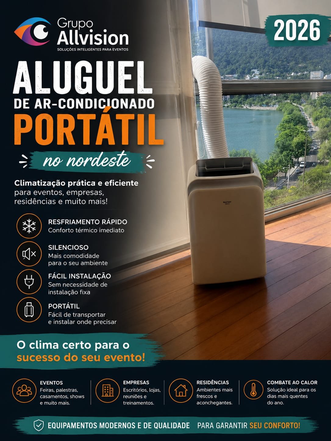 Aluguel de Ar-Condicionado Split, Cassete, Piso-Teto e Portátil para a FENACCE 2026 em Fortaleza