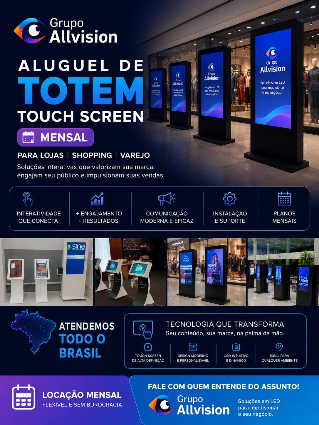 Aluguel de Totem Touch Screen com Interatividade para Feiras e Ativações de Marcas 2026