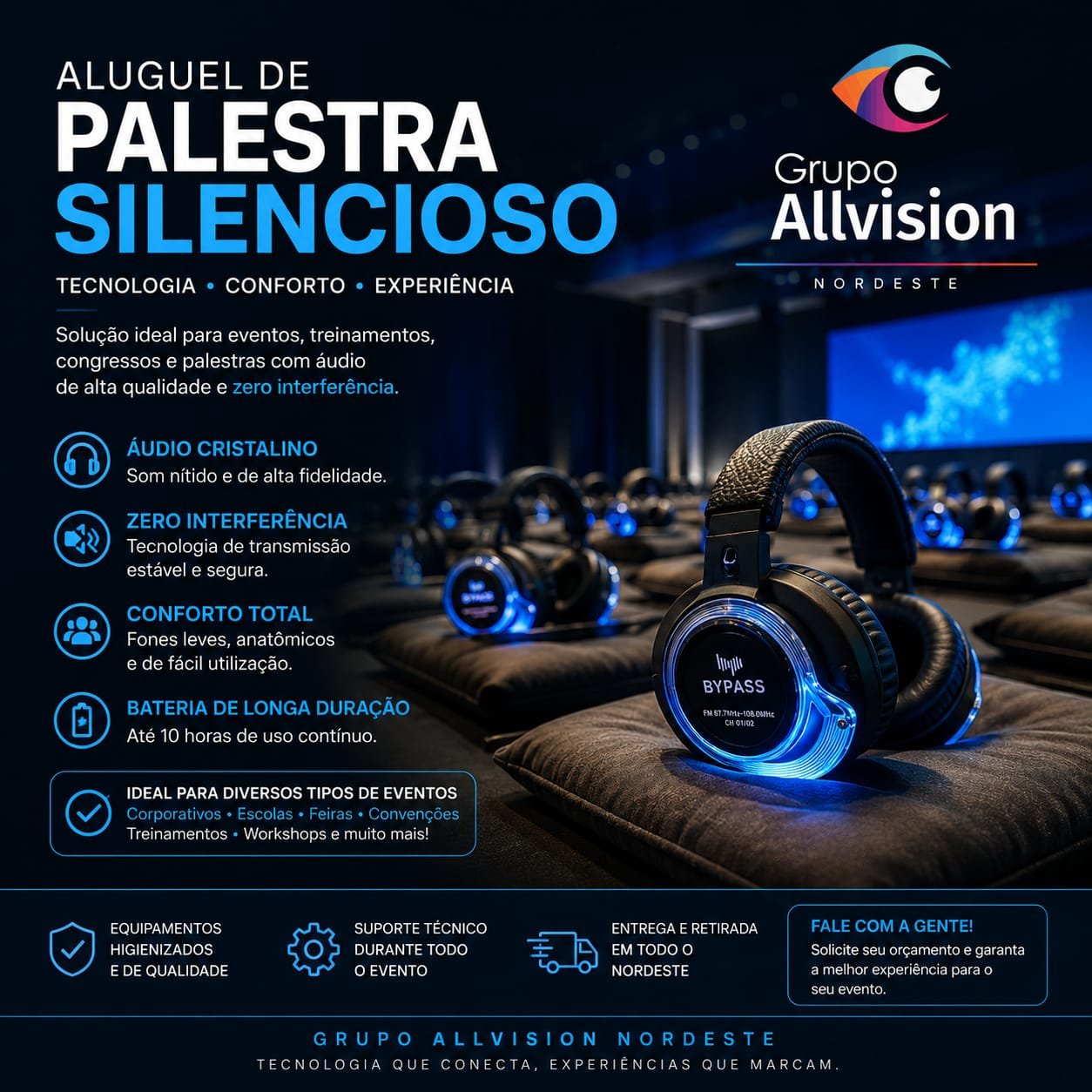 Aluguel de Óculos VR, Holograma 3D, Simulador de Carro, Simulador de Moto e Fones para Palestra Silenciosa em Fortaleza 2026